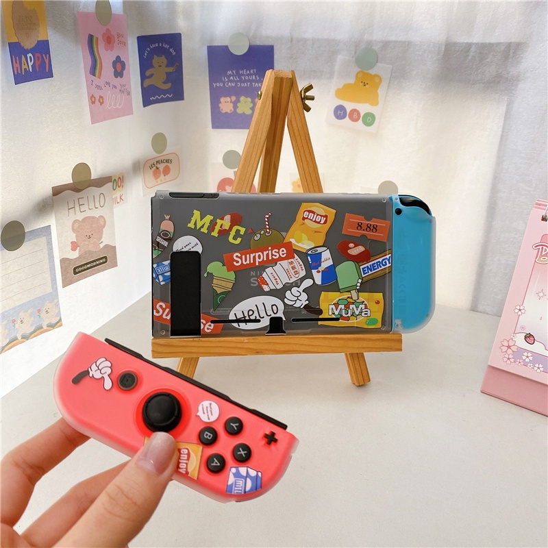 กล่องเก็บของ แบบนิ่ม กันกระแทก ลายการ์ตูนกราฟฟิติ สําหรับ Nintendo Switch-OLED