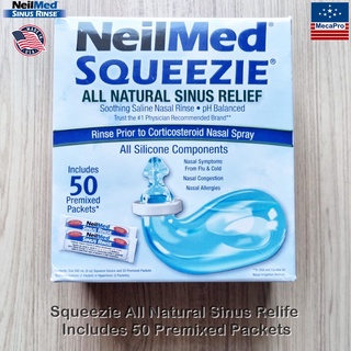 NeilMed® Squeezie All Natural Sinus Relief, Includes 50 Premixed Packets อุปกรณ์ล้างจมูก ไซ นัส