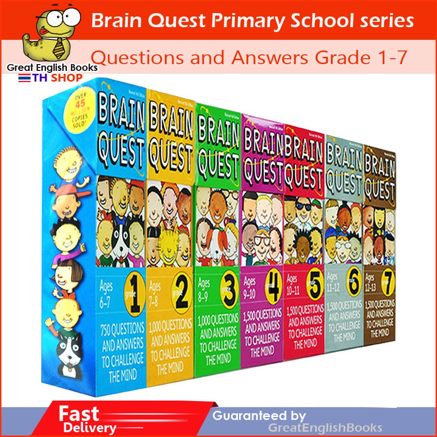 พร้อมส่ง มีแยกขาย แฟลชการ์ดอัจฉริยะ แบบฝึกถามตอบ Brain Quest Grade 1-7 เหมาะสำหรับเด็กอายุ 6-13 ปี กว่า 1000 คำถาม
