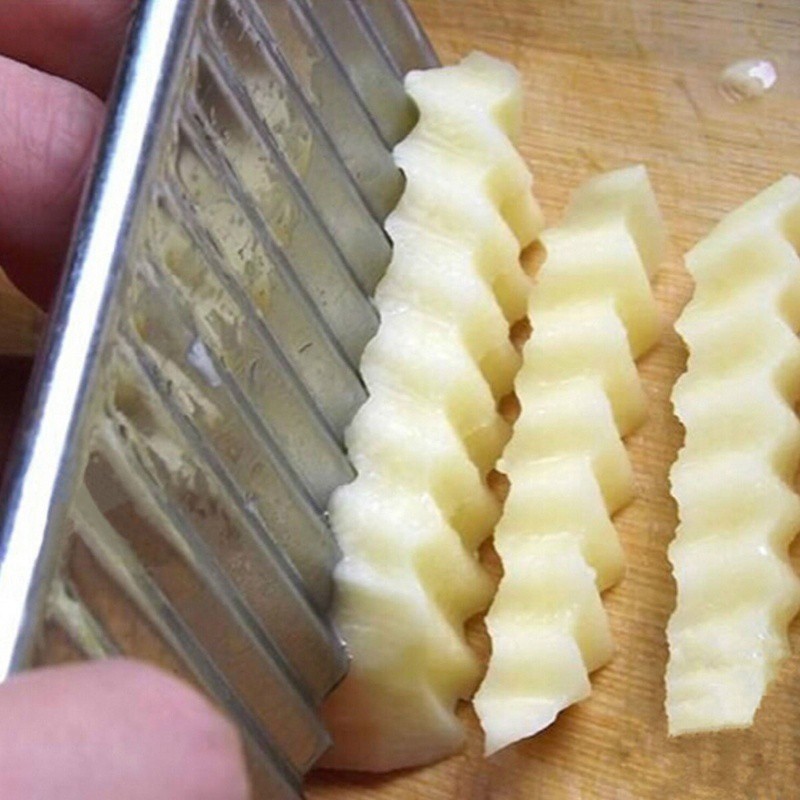 New Stainless Steel Otato Chi Dough Vegetable Crinkle Wavy Cutter Slicer Fruits