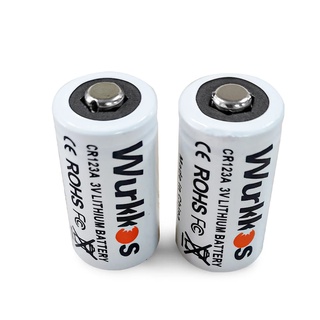 Wurkkos แบตเตอรี่ลิเธียม 3V CR123A 1300mah 2 ชิ้น สําหรับ WKC06 WKC05 และของเล่นกล้องทั่วไป (พร้อมไฟฉาย SM11)