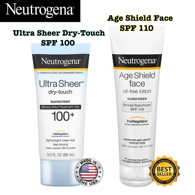 ส่งไว⚡️ครีมกันแดด Neutrogena Ultra Sheer Dry-Touch ,Neutrogena Age Shield Face SPF 110 ขนาด 88กรัม (3 fl oz)