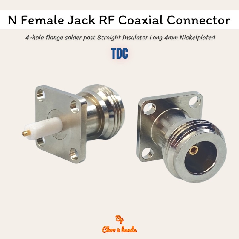 หัว N type to RF ยึดแท่น Straight N Female Jack 4 รู แบบยึดแท่น TDC Connector RF 4mm. ส่งจากไทย