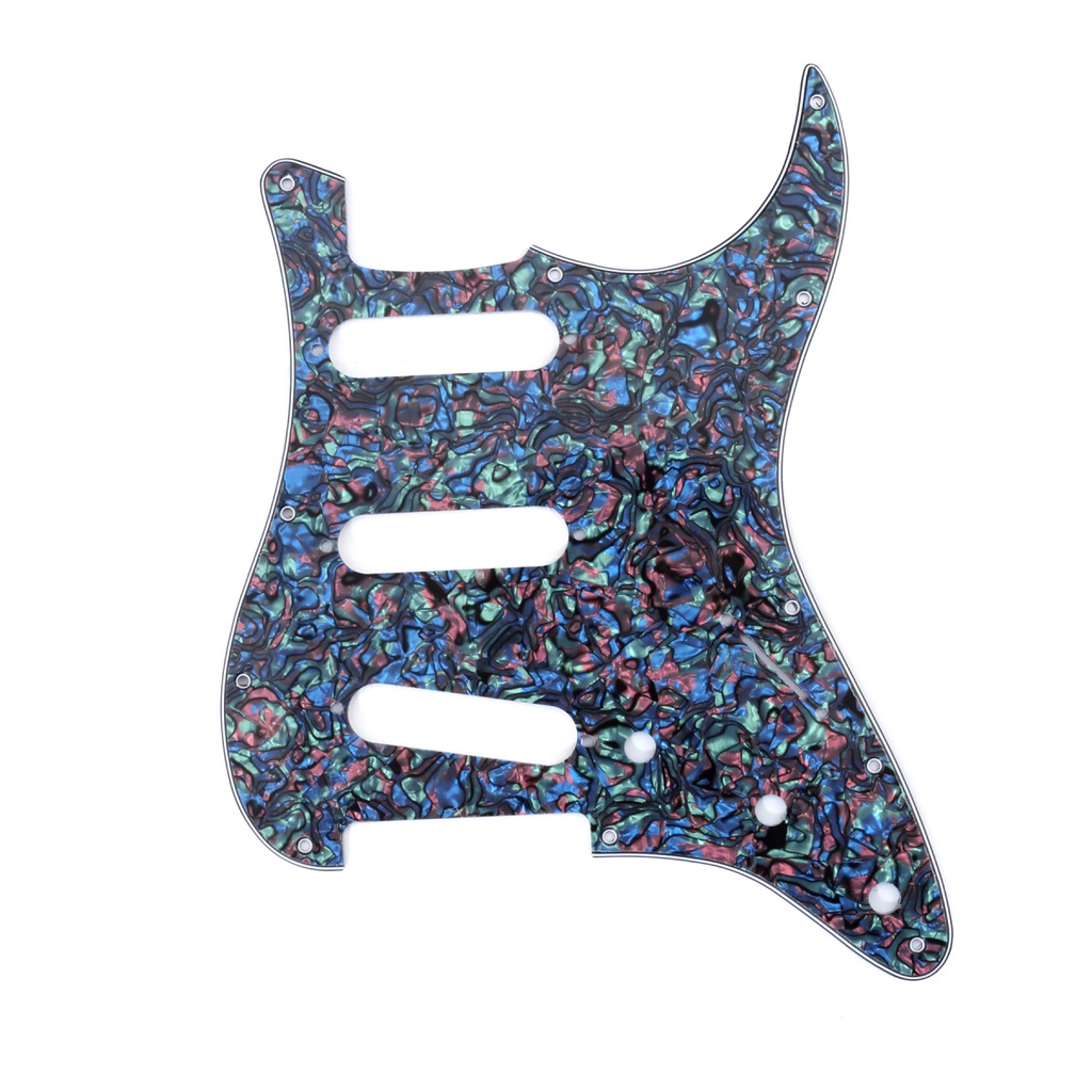 Musiclily SSS 11 หลุม Strat กีตาร์ Pickguard สําหรับ Fender USA/เม็กซิกัน Made Standard Stratocaster สไตล์โมเดิร์น, 4 ชั้น Abalone Shell