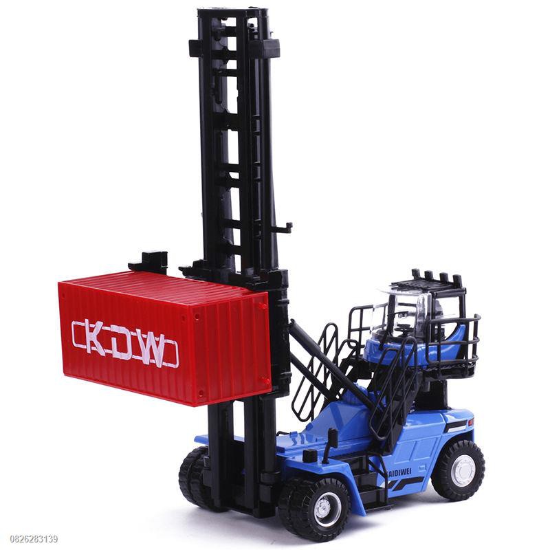 รถบรรทุกคอนเทนเนอร์ของเล่น Kaidiwei สเกล 1:50 โลหะผสม รถยกของเล่น รุ่น Stacker ของสะสมนักเล่น