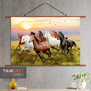 ภาพแขวนผนังภาพม้า 8 ตัว: หันขวา 8 Horses: Heading to the Right Direction