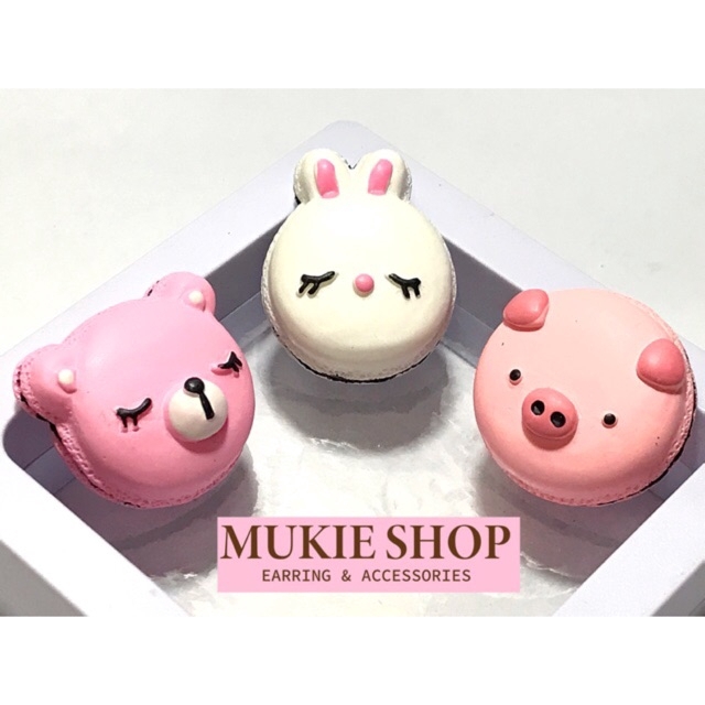 Mukie shop DIY มาการูน การ์ตูน สัตว์น่ารัก (ตามรูป/เพิ่มสกูรห้อย) แพ็ค 5 ชิ้น Mukie shop มุกี้ ช้อป