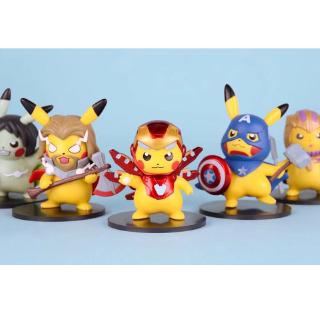 โมเดล วันพีช Marvel Avengers 4 ของเล่นโปเกมอน Pikachu Iron Man กัปตันอเมริกามือต่อสู้แบบ