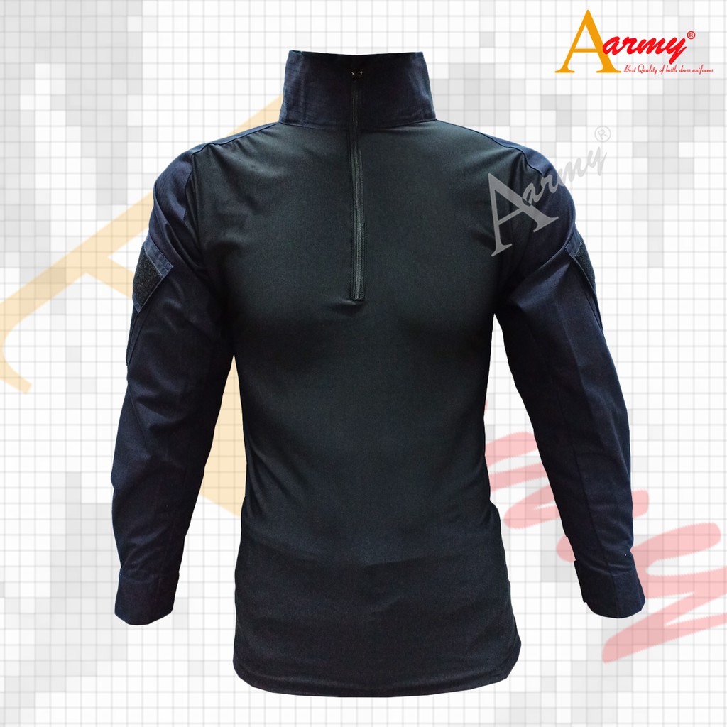 เสื้อคอมเเบตเชิ้ต / Combat Shirt / เสื้อ Spandex ลำตัวดำ แขนผ้ากันลมสีกรม