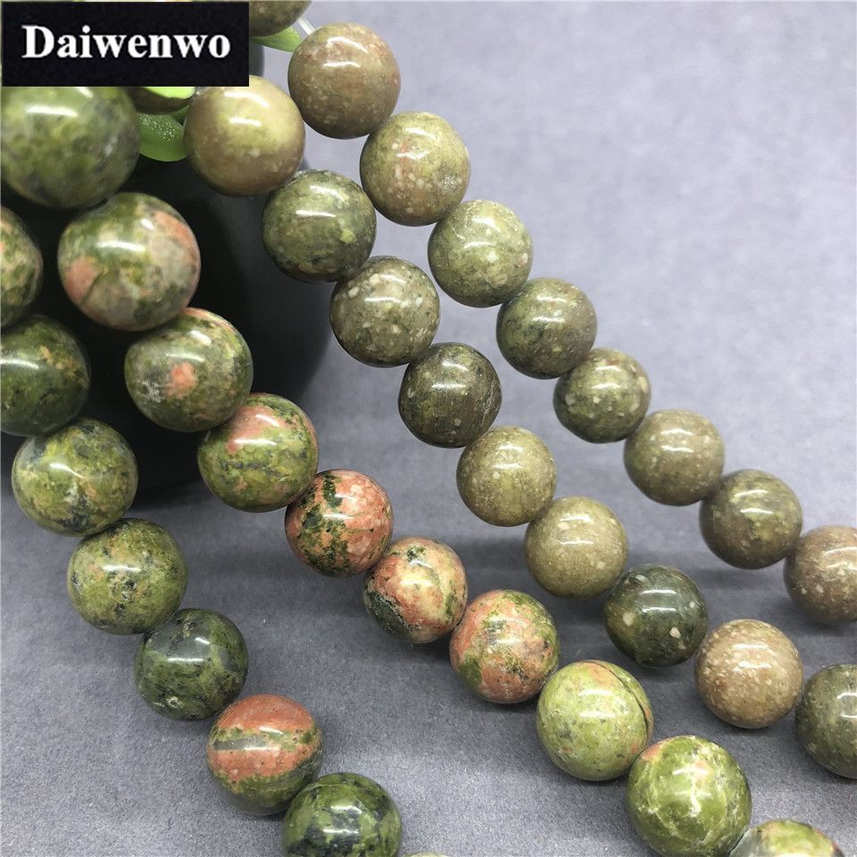 Flower Green Stone Beads ดอกไม้ลูกปัดหินสีเขียว 4-12 มิลลิเมตรรอบธรรมชาติหลวมหินลูกปัดอุปกรณ์ Diy