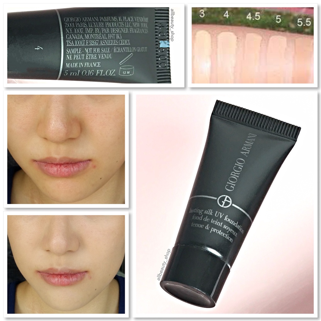 Giorgio Armani Lasting Silk UV Foundation #4 Light Sand 5ml. อาร์มานี่ รองพื้นสูตรน้ำ เนื้อ Matte สั