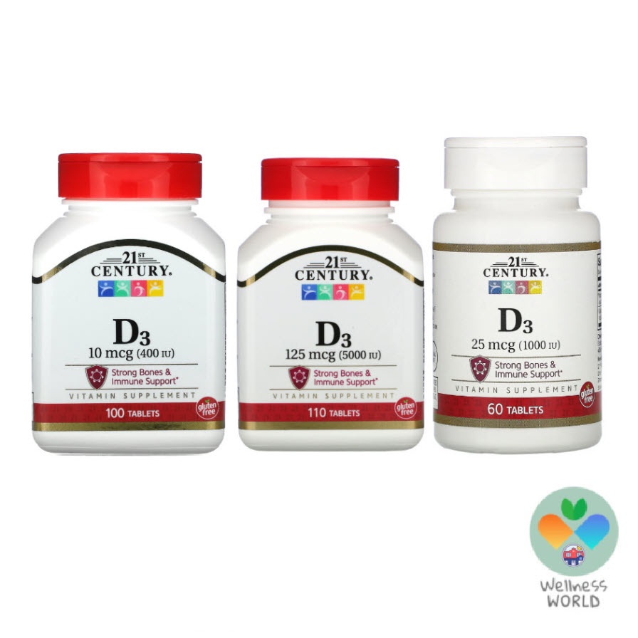 < พร้อมส่ง> 21st Century, D3,  (400 / 1,000 IU /5,000 IU) -  Vitamin D3 D-3 วิตามิน ดี 3 บำรุงกระดูก