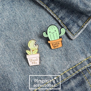 🇹🇭 พร้อมส่ง : 🌵 เข็มกลัดเซ็ทดอกไม้กินคนและกระบองเพชร | Man-Eater Flower &amp; Cactus Enamel Brooch Pin Set.