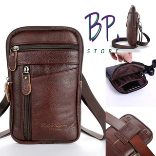 BP.Store กระเป๋าใส่โทรศัพท์ แบบหนังแท้ สะพายข้างได้ มีรูสอดเข็มขัด สำหรับผู้หญิงและผู้ชาย