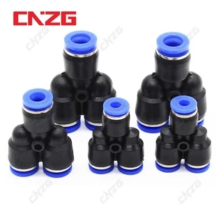 PY PW ข้อต่อลม ข้อต่อลมเสียบสามทาง ข้อต่อตัววาย หัวพ่นหมอก ลม 6mm Fitting
