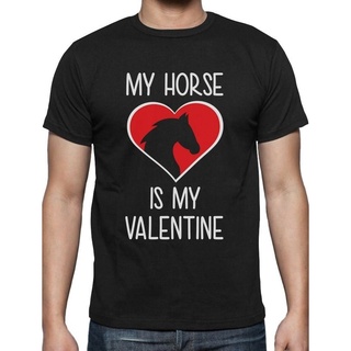 [S-5XL] ใหม่ เสื้อยืดลําลอง ผ้าฝ้าย แขนสั้น คอกลม ลาย My Horse Is My Valentine สําหรับผู้ชาย คู่รัก วันวาเลนไทน์