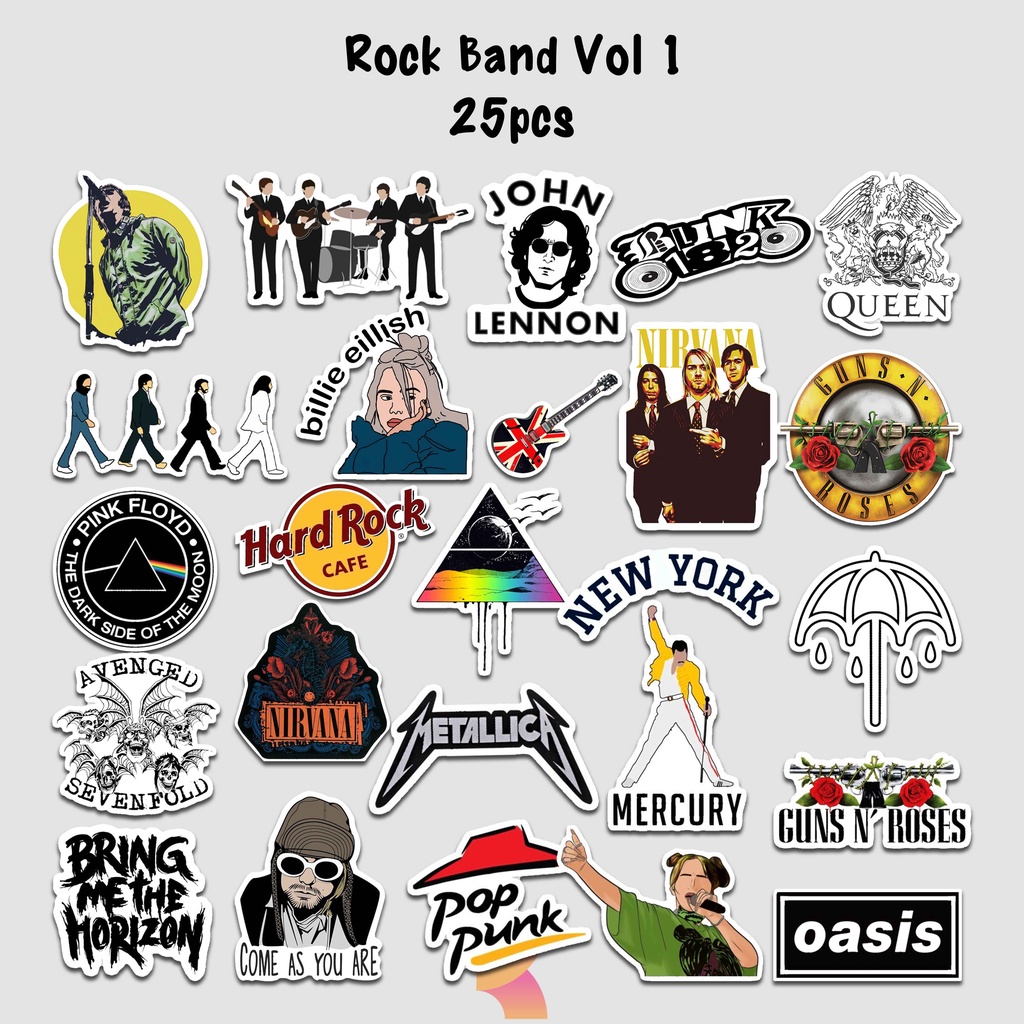Nirvana Pop Rock Band Stickers Guitar Hp Tumbler Sticker Metallica บรรจุ 25 ชิ้น