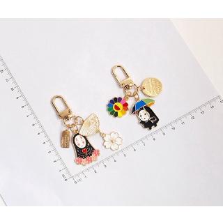 Cartoon Japanese No Face Man Sun Flower Keychain Anime Spirited Away Faceless Man Keychain