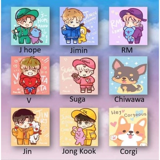 ชุดระบายสีตามตัวเลข BT21 BTS ขึงเฟรมไม้ ขนาด 20*20 ซม.