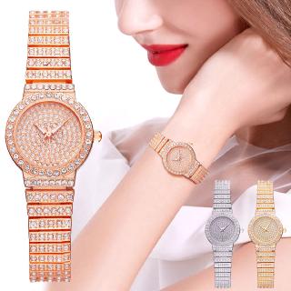 Women Watch Luxury Full Diamond Rose Gold Bracelet Quartz Rhinestone Wristwatches