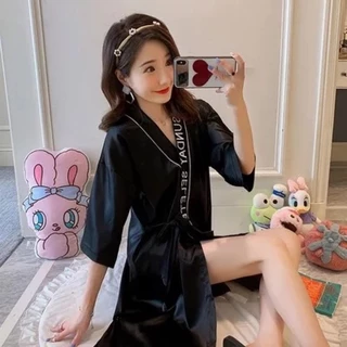 ชุดนอนกระโปรงเเขนยาว ผ้าซาติน 12สีพร้อมส่ง ราคาถูกที่สุดใน shoppee.1807