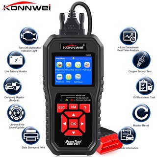 Konnwei KW850 OBD2 เครื่องสแกนเนอร์วินิจฉัยรถยนต์ OBD ODB2