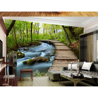 Custom wall paper landscape and Forest waterfall 3D wallpaper natural  scenery waterproof wall mural suitable for living | Shopee Thailand