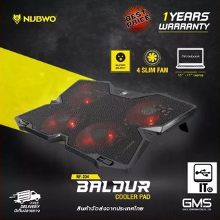 พัดลมโน๊ตบุ๊ค NUBWO BALDUR COOLER PAD (4 SLIM FAN) รุ่น NF-234 (ประกัน 1 ปี)