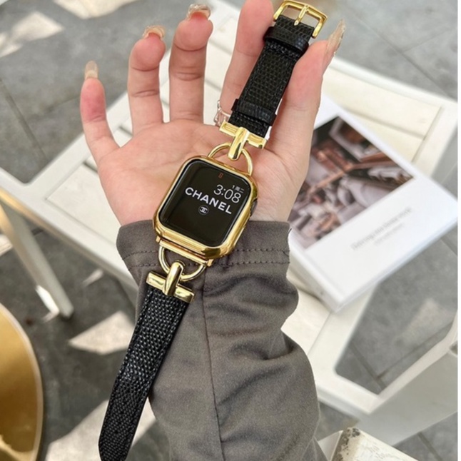 Elegant Stylish Design Strap Compatible for สายนาฬิกา apple watch Leather i watch strap Exquisite band For สาย applewatch Strap Series 7 6 SE 5 4 3 2 1