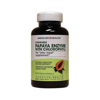 Super Papaya Enzyme Plus ผสม คลอโรฟิลล์ เอนไซม์จากมะละกอช่วยย่อยอาหาร ลดท้องอืด อาหารไม่ย่อย ของแท้จาก อเมริกา  250 เม็ด