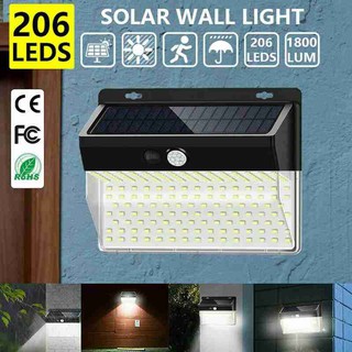 ไฟโซล่าเซลล์ LED แผงโซล่า ไฟผนัง LED 5W 206LEDS ปรับแสง 3 โหมด Solar Wall Light ไฟสปอร์ตไลท์ ไฟฉุกเฉิน ไฟโซลาเซล