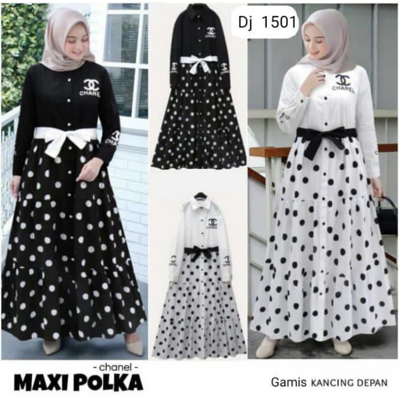 CHANEL MONOCHROME POLKADOT GAMIS_VIRAL GAMIS_POLKADOT GAMIS_GAMIS GAMIS