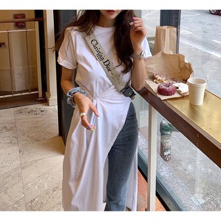 พร้อมส่ง 🍑 basic white dress C1514 เดรสยาว เดรสเสื้อยืดยาว เดรสปาดข้าง