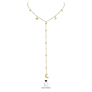 Haus of Jewelry - SELENE LONG LARIAT สร้อยคอ เงินแท้ ประดับเพชรคิวบิกเซอร์โคเนีย (Cubic Zirconia)