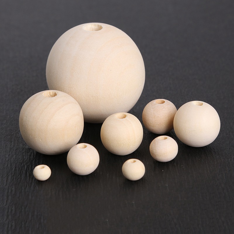 ลูกปัดไม้ธรรมชาติ ทรงกลม หลายขนาด สําหรับทําเครื่องประดับ