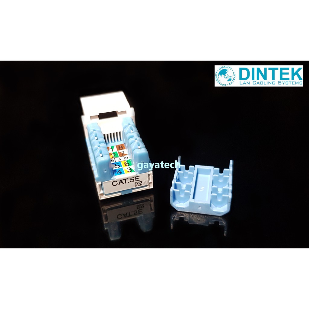 Dintek Cat.5e RJ45 Unshielded Keystone Jack (P/N: 1305-4030) - ประเภทแนวนอน Keystone E-Jack (สีขาว) 
