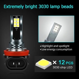 1 ชิ้น หลอดไฟ 12LED หลอดไฟตัดหมอก H11 H8 H16 H4 H7 9005 9006 HB4 HB3 H3 สำหรับรถยนต์ สีเหลือง น้ำแข็งสีฟ้า