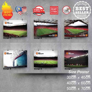 โปสเตอร์สติกเกอร์ติดผนัง ลาย Manchester Old Trafford Football Stadium