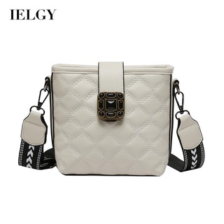 IELGY womens korean style retro diamond wide shoulder strap messenger bag