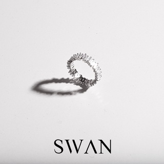 SWAN - Tapered Like Baguette Ring แหวนเงินแท้ แหวนฝังรอบ ฝังเพชรคิวบิกเซอร์โคเนีย cubic zirconia