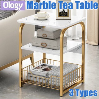 Modern Design Tea Table Sofa Side Table Marble Square Coffee Desk Bedside Storage Rack