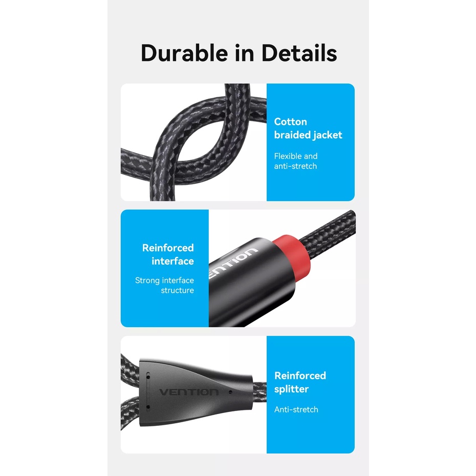 VentionRCA Cable 2rca to 3.5 audio cable rca 3.5mm Jack male to male ( Model: BCF/BCP-PVC/TPE) (0.5M-10M)