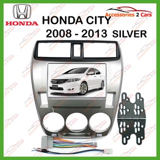 หน้ากากเครื่องเล่น HONDA CITY (สีเงิน) 2DIN ปี 2008-2012 รหัส NV-HO-004