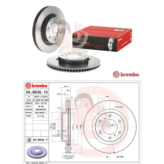 09 B636 11 จานเบรค ล้อ F (ยี่ห้อ BREMBO) รุ่น UV MITSUBISHI Pajero V80 V90 ปี2006