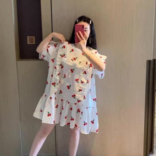 White cherry dress 🍒  มินิเดรสสีขาว ดีเทลปักเชอรี่น่ารักมากๆค่ะ