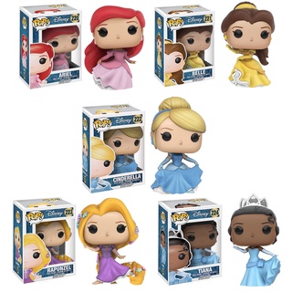 ฟิกเกอร์เจ้าหญิงดิสนีย์ Funko Pop Ariel Belle Cinderella Rapunzel Tiana 222 223