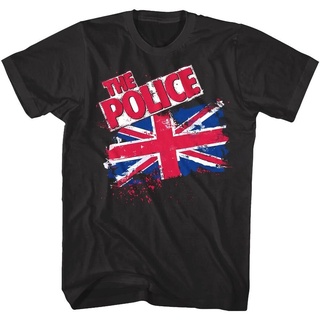 เสื้อยืดผ้าฝ้ายพิมพ์ลายแฟชั่น เสื้อยืด พิมพ์ลายธงตํารวจ Sting &amp; The Police Union Jack สไตล์อังกฤษ สําหรับผู้ชาย