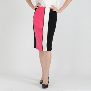 Guy Laroche กระโปรงทรงแคบ กระโปรงทำงาน Color Block Slim Skirt กระโปรงทำงานเทตนิคคัลเลอร์บล็อค (GS1HBL)