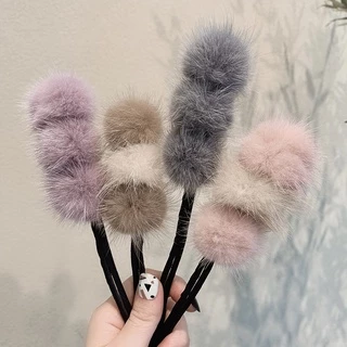Mink fur ball ball ก้านทำผม ก้านม้วนผม ก้านมวยผม ขนฟูนุ่มนิ่ม กิ๊บหนีบผม กิ๊บติดผม หนีบดังโง๊ะ หนีบผม ม้วนผม กิ๊บผม