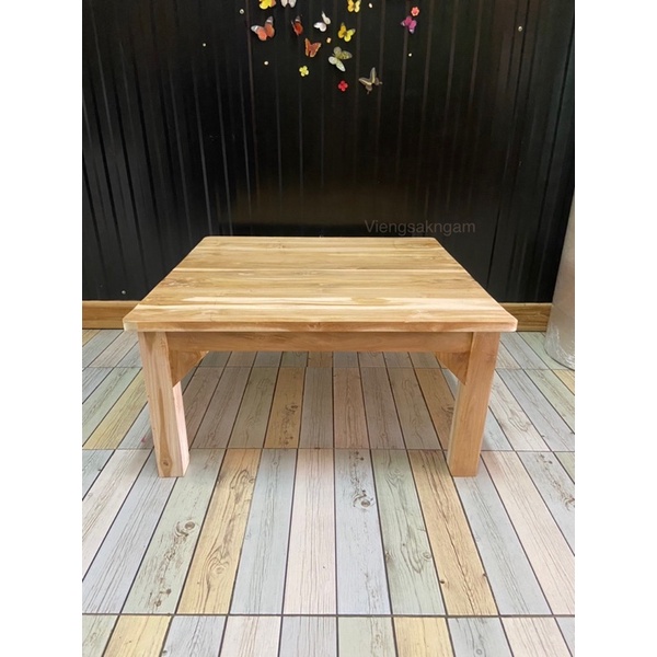 โต๊ะญี่ปุ่นไม้สัก งานดิบ ขนาด 90*90*35 cm. แบบเหลี่ยม โต๊ะเตี้ย โต๊ะสนามปิคนิก